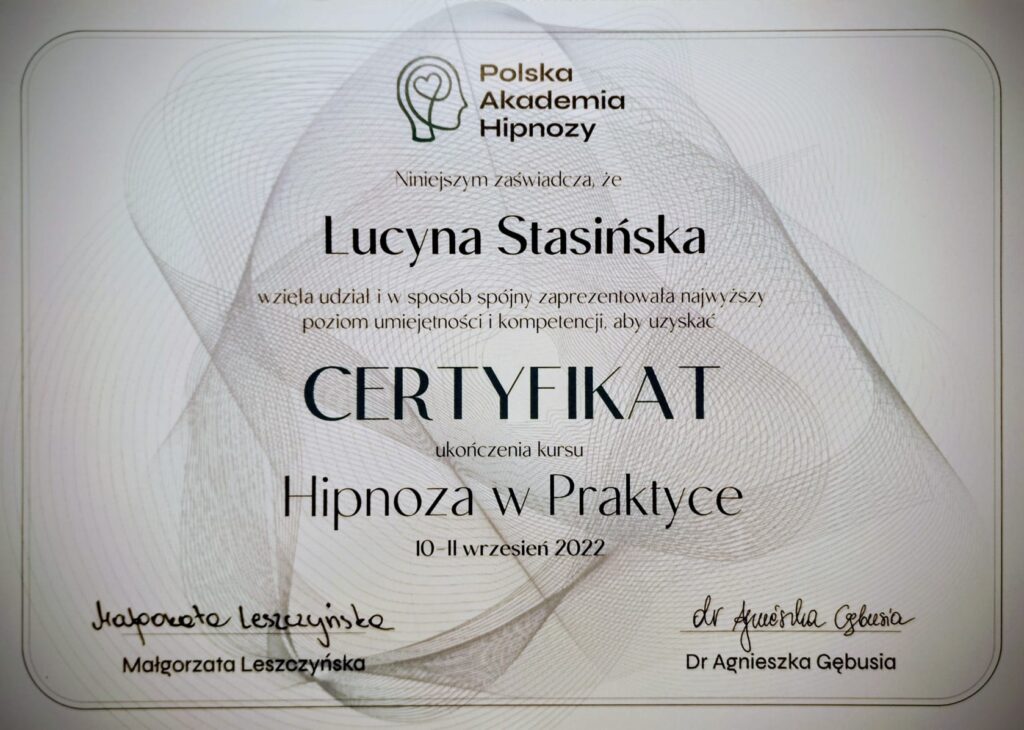 Certyfikat Hipnoza
